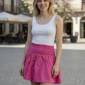 Anthropologie Crimson Smocked Skirt